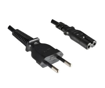DINIC Netzkabel, Stromkabel für Brasilien Typ C auf C7 2pin, 0,75mm², schwarz, 1,8m